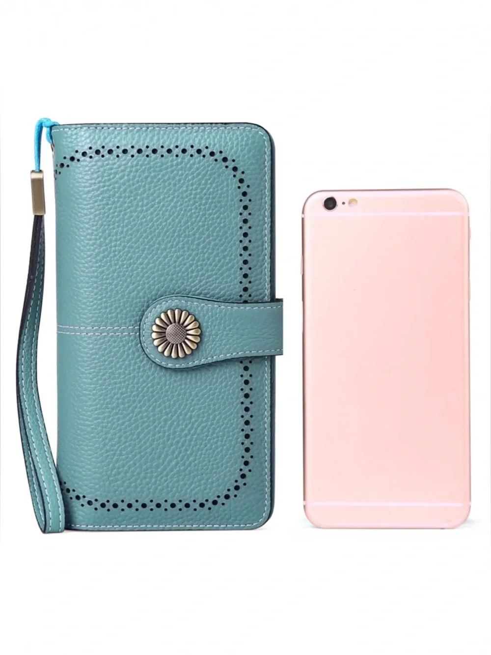 NEW 6981 Wallet Leather Large Capacity Wristlet Clutch Purse Credit Card Holder